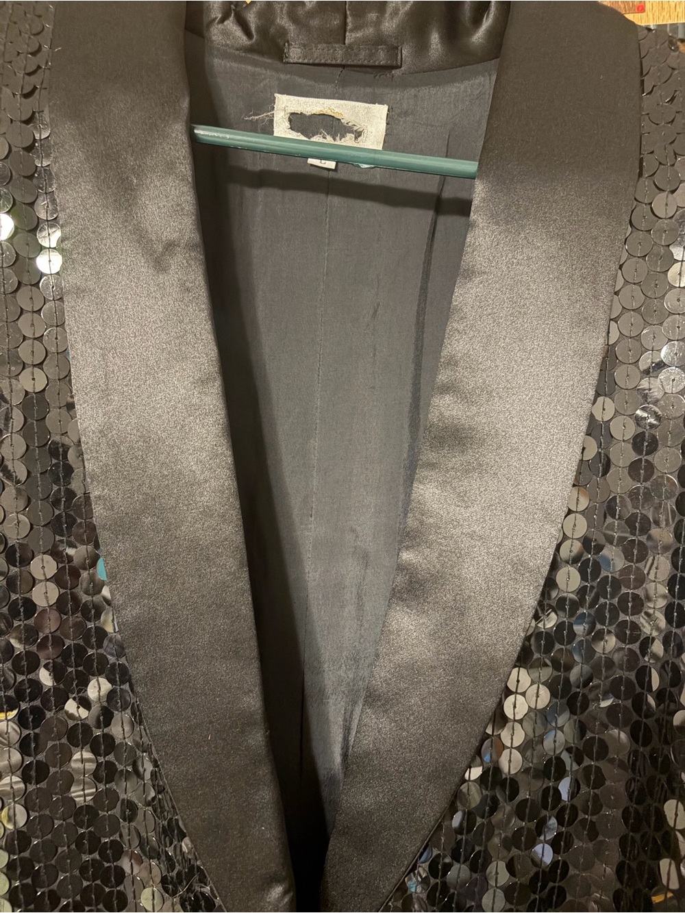The ‘Black Tie’ label by He-Ro Industries vintage 1980’s black sequin blazer SzL - Picture 2 of 9